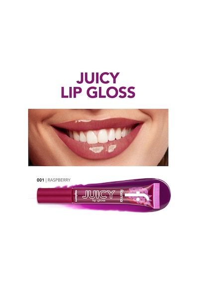 Flormar Juicy Doğal Renk Veren Meyve Aromalı Nemlendirici Dudak Parlatıcısı 001 Raspberry