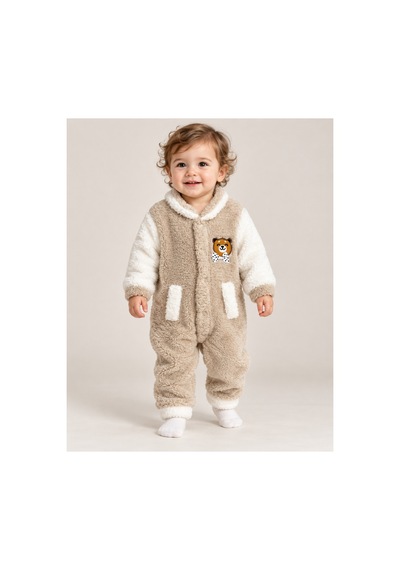Messlife Ayıcık Detaylı Peluş Bebek Tulum Bej - 931108212 Bej