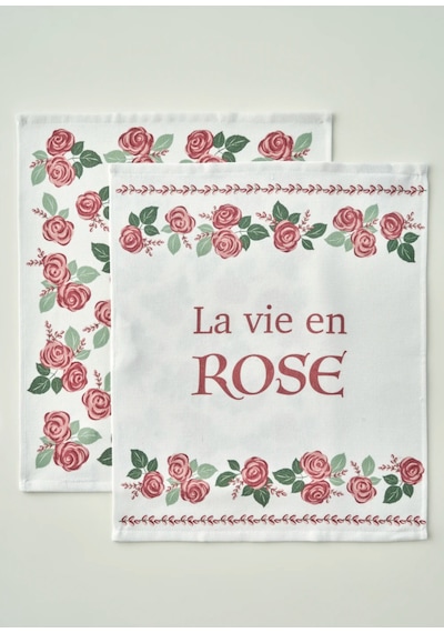 Bella Maison Rose Pamuklu Baskılı Kurulama Bezi 2'li Krem 40x50 Cm Krem