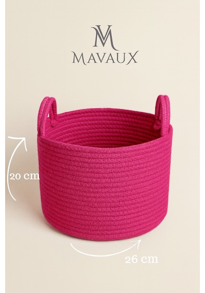 Mavaux Doğal El Dokuma Hasır Jüt Sepet 20x26 Cm Dekoratif, Çok Amaçlı, Şık Ve Dayanıklı Saklama Sepeti Fuşya