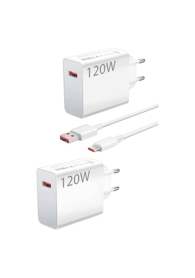 120 Watt Turbo Hızlı Şarj Aleti Seti Hızlı Şarj Adaptörü Beyaz