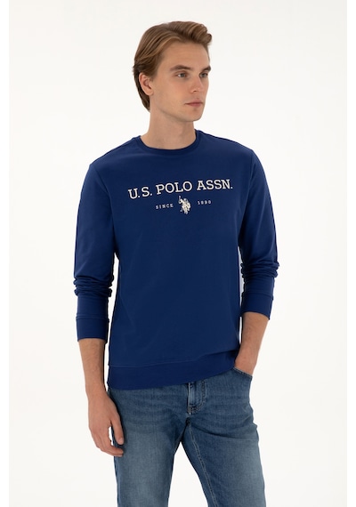 U.S. Polo Assn. Erkek Regular Fit Bisiklet Yaka İndigo İnce Basic Sweatshirt 50313743-VR028