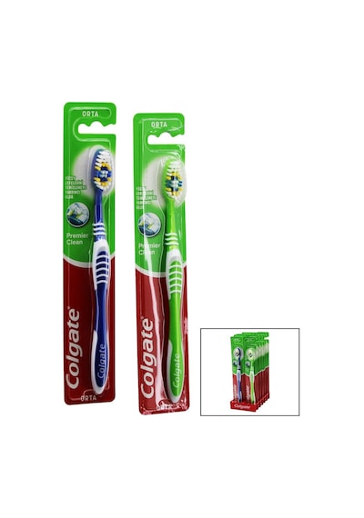 Colgate Diş Fırçası Orta Premier Clean Dil Temizleyicili Arka Yüzey - 12'li Paket