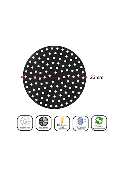 BUFFER® Siyah Silikon 23 cm ve Vizon 20 cm Airfryer Pişirme Matı