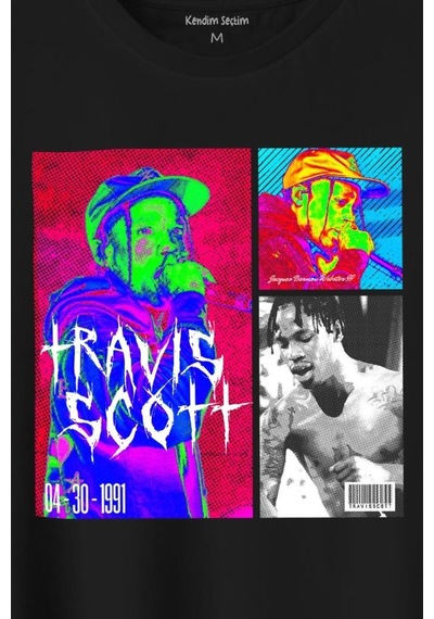 Rap Music Trap Müzik Sokak Hiphop Travis Scott Baskılı Tişört Unisex T-shirt 001