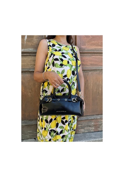 Just Polo Kadın Gold Detaylı Silindir Tasarım El Ve Omuz Çantası Shoulder Bag Ebat : 27 X 13 Cm Siyah