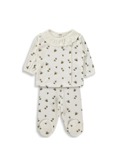 Civil Baby Arı Empirme 1-9 Ay Pijama Takımı - Ekru