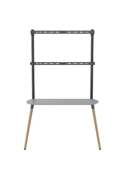 Raflı Şövalye Tipi Tv Standı 49-86 Inç Ahşap & Metal 50 Kg Taşıma Kapasiteli Yükseklik Ayarlı Ceviz