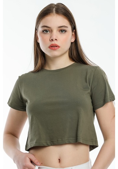 Kadın Crop Örme Tişort Spr21y13 001