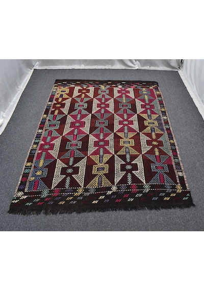 Zehra Abla Halı El Dokuma Görkemli Karakeçili Balıkesir Yörük Yün Cecim Kilim 7096 Çok Renkli