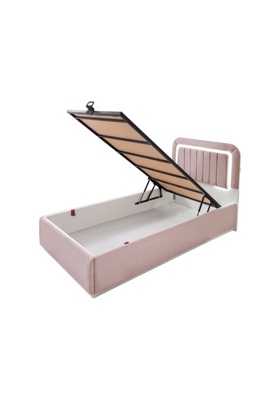Demonte Baza Seti, Valens Ledli Tek Kişilik Baza Başlık Maxi Yatak Seti, Pembe - 100x200 Cm 100 x 200