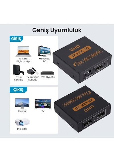 Cr80 4k 30hz Ultra Hd Hdmı Splitter Dağıtıcı 1 Giriş 2 Çıkışlı 3d & 1080p 60hz Destekli Çoğaltıcı