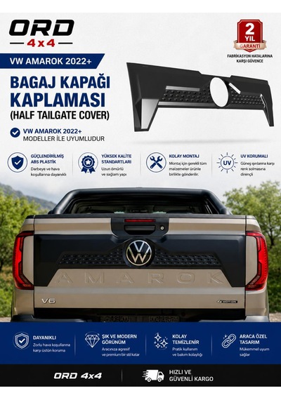 Volkswagen Amarok Abs Plastik Bagaj Kapağı Kaplama Mat Siyah