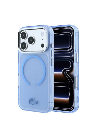 Apple Uyumlu iPhone 18 Pro Kılıf Lacoste Lisanslı M-safe C-magnet İkonik Timsah Logo Iml Frosted Kapak Açık Mavi