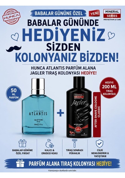 Atlantis Erkek Parfüm 50ml. Babalar Gününe Özel Jagler Traş Kolonyası Hediye Aromatik