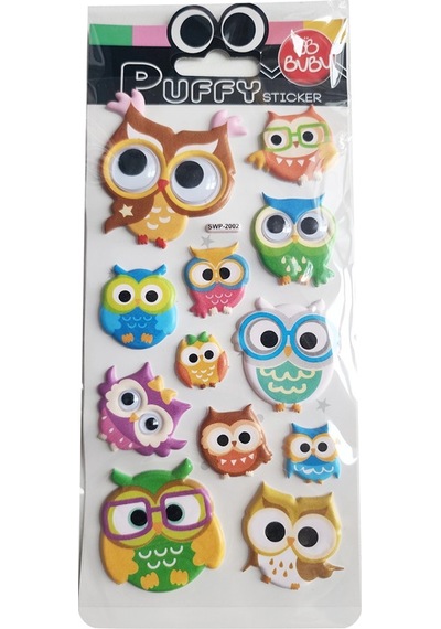 Bu-bu Puffy Stickers Oynar Gözlü Baykuşlar 9x21 Bubu-swp-2002 Çok Renkli