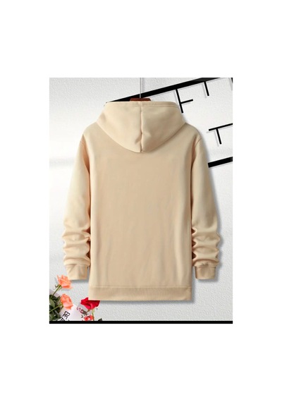 Medinenur Lock Baskılı Kapüşonlu Cepli Sweatshirt Bej