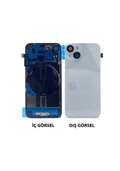 Teknonet Apple Uyumlu iPhone 14 Plus Kamera Camlı Batarya Kapağı + Magsafe Flex - Mavi Mavi