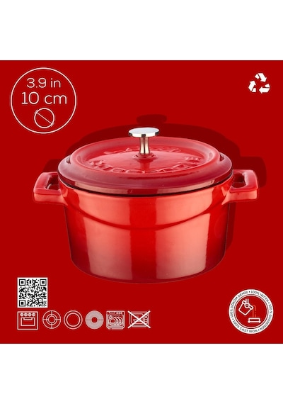 Lava Metal Döküm Mini Tencere, 10 Cm, 0.35 L Hacim, Kırmızı Diğer