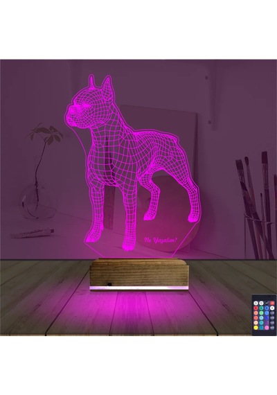Luvivia Köpek Boxer Kişiye Özel 3d Lamba - Masa Gece Lambası Şeffaf