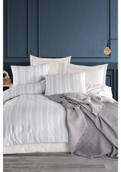 Eponj Home Sport Çizgili Nevresim Takımı Tek Kişilik Soft Line Gri Gri