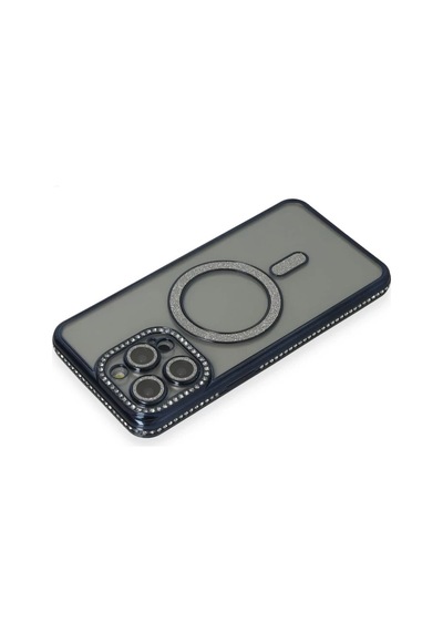 Apple Uyumlu iPhone 15 Pro Max Uyumlu Kılıf Joke Simli Magneticsafe Kılıf - Lacivert