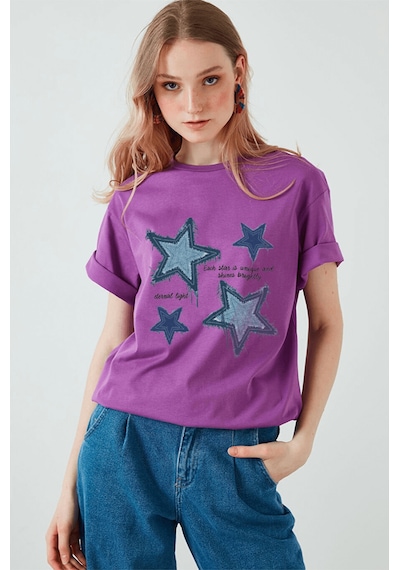 Uyguntarz Unisex Eternal Light Baskılı Tasarım Tshirt Mor