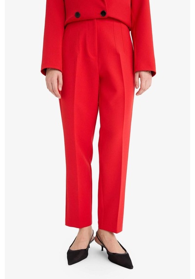 Defacto Carrot Fit Fermuarlı Yüksek Bel Dar Paça Crop Pantolon C2466ax25aurd79 Kırmızı-rd79