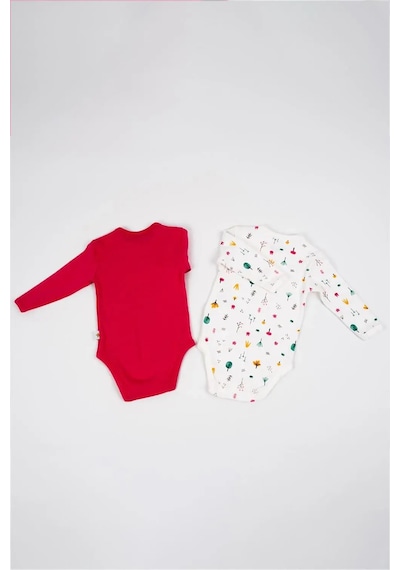 Simala Unisex Bebek Pembe Beyaz Ağaç Desenli İkili Çıtçıtlı Zıbın Takım Pembe