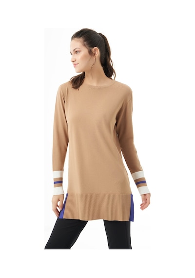 Mizalle Kol Renkli Rayon Triko Camel Tunik Camel