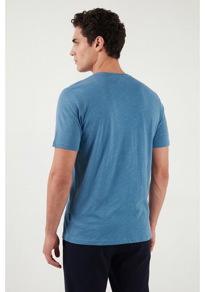Buratti Bisiklet Yaka % 100 Pamuk Regular Fit Basic Erkek T Shirt 59020001 Mavi