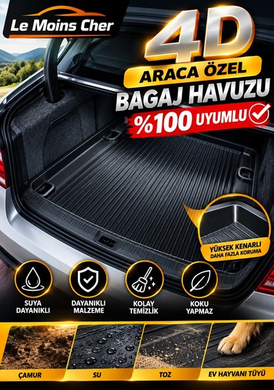 Renault Laguna 2008 Uyumlu Araca Özel 4d Kauçuk Bagaj Havuzu