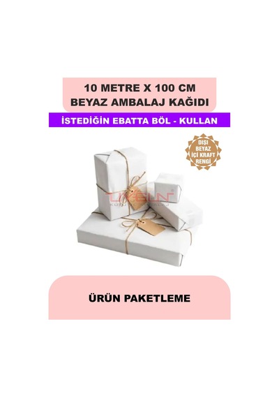 100 Cm X 10 Metre Bobin Beyaz Ambalaj Kağıdı Çift Yönlü, Ev Eşyası, Çeyiz, Hediye, Ürün Paketleme