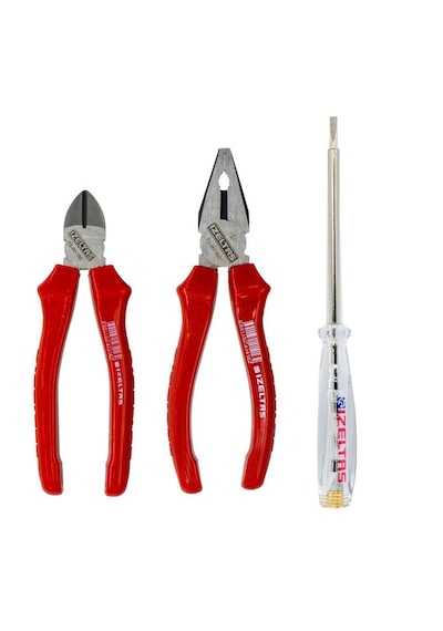 İzeltaş 3'lü Pense 180 Mm Yan Keski 160 Mm Kontrol Kalemi 190 Mm Seti Set 3 Parça