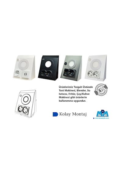 Mutfak TezgahDolap Altı 3W Led Aydınlatma Siyah Çift Priz Metal 6500K Beyaz