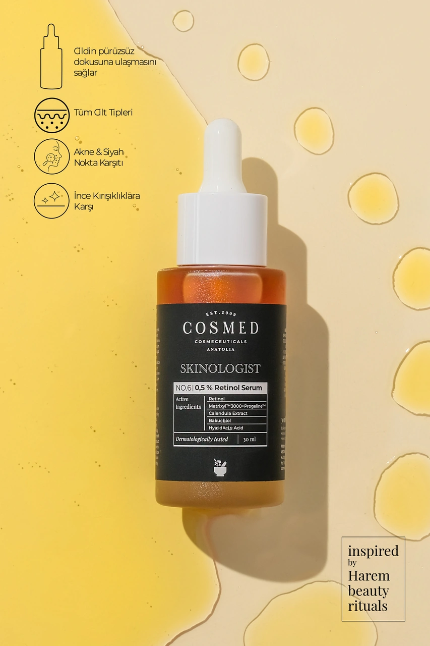 Cosmed %0.5 Retinol ve Peptit İçeren Yenileyici Serum - %0.5 Retinol Serum - 30 ml