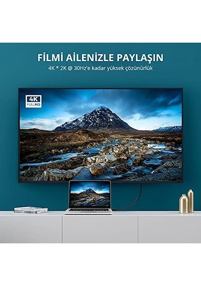 4k Displayport Hdmı Dönüştürücü Kablo, Siyah, 1.5 Metre