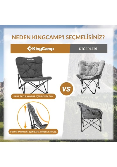 Kingcamp Lemon Lux Ultra Konforlu Kamp Sandalyesi Grey Gri