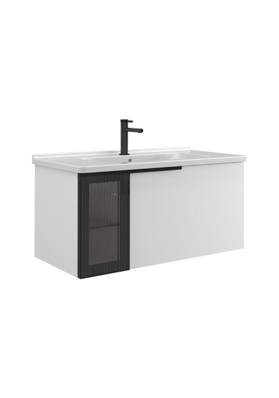 Orka Pure 100 Cm Mat Beyaz Banyo Dolabı Takımı Navaro/antrasit Orka Pure 100 Cm Mat Beyaz Banyo Dolabı Takımı Navaro/antrasit
