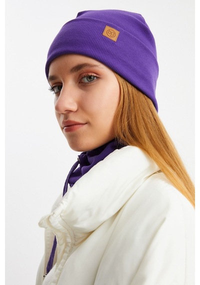 Butikgiz Kadın Balıkçı Style Pamuklu Kaşkorse Terletmez Ultra Hafif Yumuşak Bere Boyunluk Takım Mor