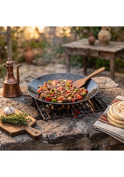 Emaye Kurma Sacı - Kulplu - Geleneksel Pişirme Tası
