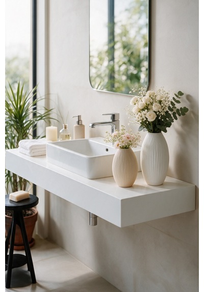 2'li Vazo Set - Kuru Çiçek Vazosu - Modern Salon Dekoru, Hediyelik - Beyaz/bej