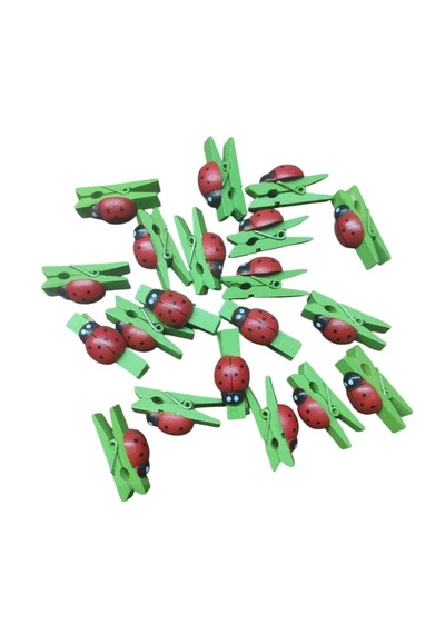 İdora Ahşap Uğurböcekli Mandal 30mm 40 Ade