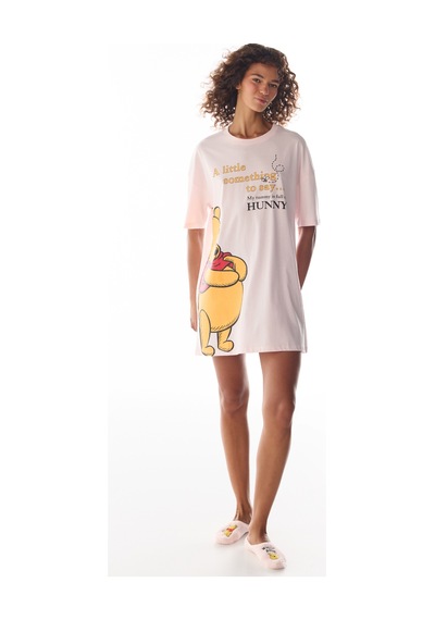 Penti Pembe Winnie The Pooh Ayı Desenli Kısa Kollu Gecelik