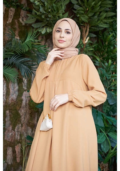 Neways 6482 Berlin A Pileli Elbise Camel