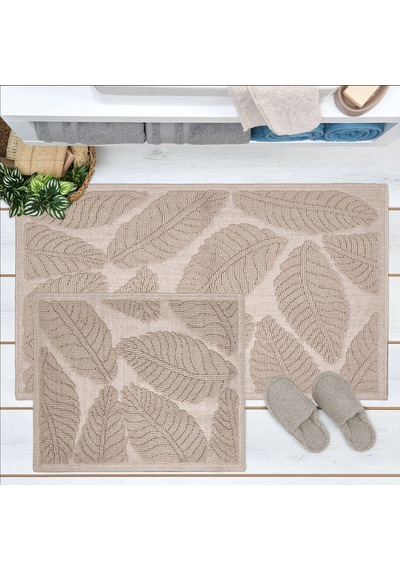 Soft Big Barg 2'li Banyo Paspası - Bej - 60x100 Cm + 50x60 Cm Çok Renkli