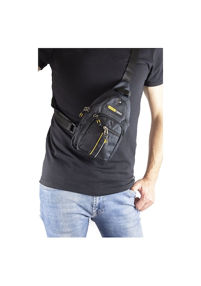 Küçük Boy Çapraz Göğüs El Ve Omuz Çantası Unisex Body Bag 955 Siyah - Sarı