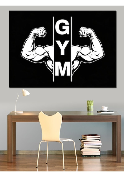 Ahşap Tablo Kaslı Kollar Ve Gym Yazısı İnsan Figürlü Tablolar