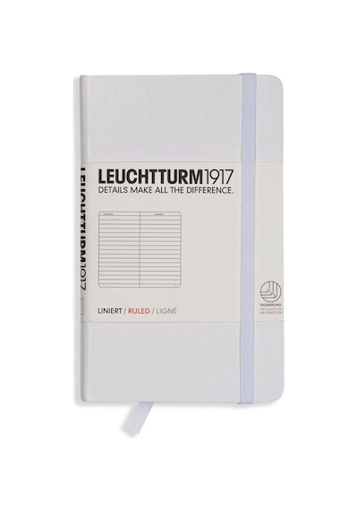 Leuchtturm1917 Not Defteri Cep Boy A6 , Sert Kapak, 187 Numaralandırılmış Sayfa, Çizgili, Beyaz