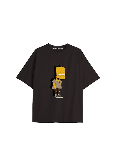 Kalic Studio Y2k Vintage Simpson Baskılı Siyah T-shirt Kod 286 Siyah-286